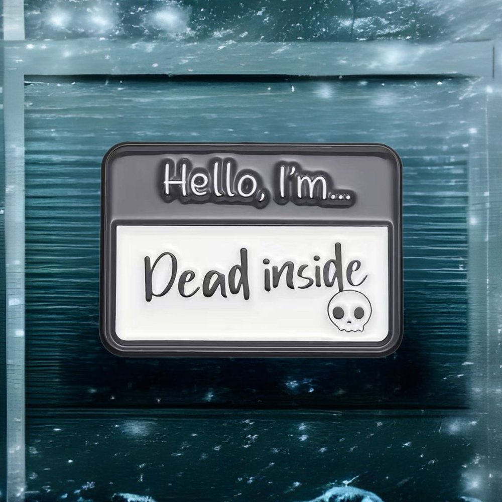 Hello, I'm Dead Inside Skull Enamel Pin Brooch New‎ Funny Punk Emo Goth